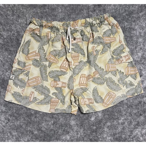Tommy Bahama Swim Trunks Mens 2XL Yellow Board Shorts Surfing Beach Tropical XXL - Picture 1 of 17